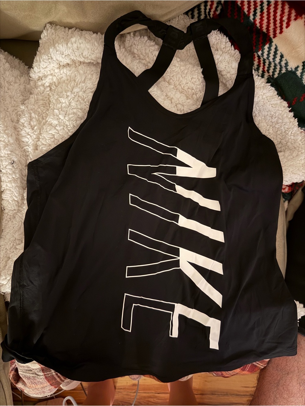Nike Black Tank with White Vertical Logo